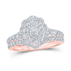 Radiant Love 10kt Rose Gold Diamond Halo Bridal Wedding Ring Band Set - Alternate view 4 from Splendid Jewellery