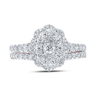 Radiant Love 10kt Rose Gold Diamond Halo Bridal Wedding Ring Band Set - Alternate view 3 from Splendid Jewellery
