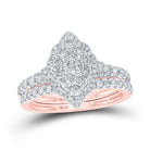 Radiant Love: 10kt Rose Gold Diamond Halo Bridal Wedding Ring Band Set - Splendid Jewellery