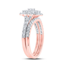 Load image into Gallery viewer, Radiant Love 10kt Rose Gold Diamond Halo Bridal Wedding Ring Band Set - Alternate view 2 from Splendid Jewellery