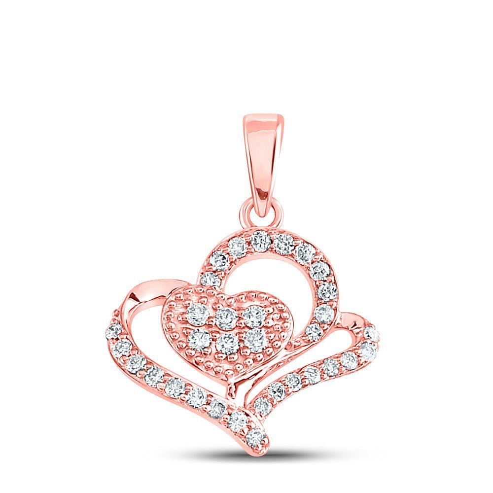 Radiant Love: 10kt Rose Gold Diamond Heart Pendant - Splendid Jewellery