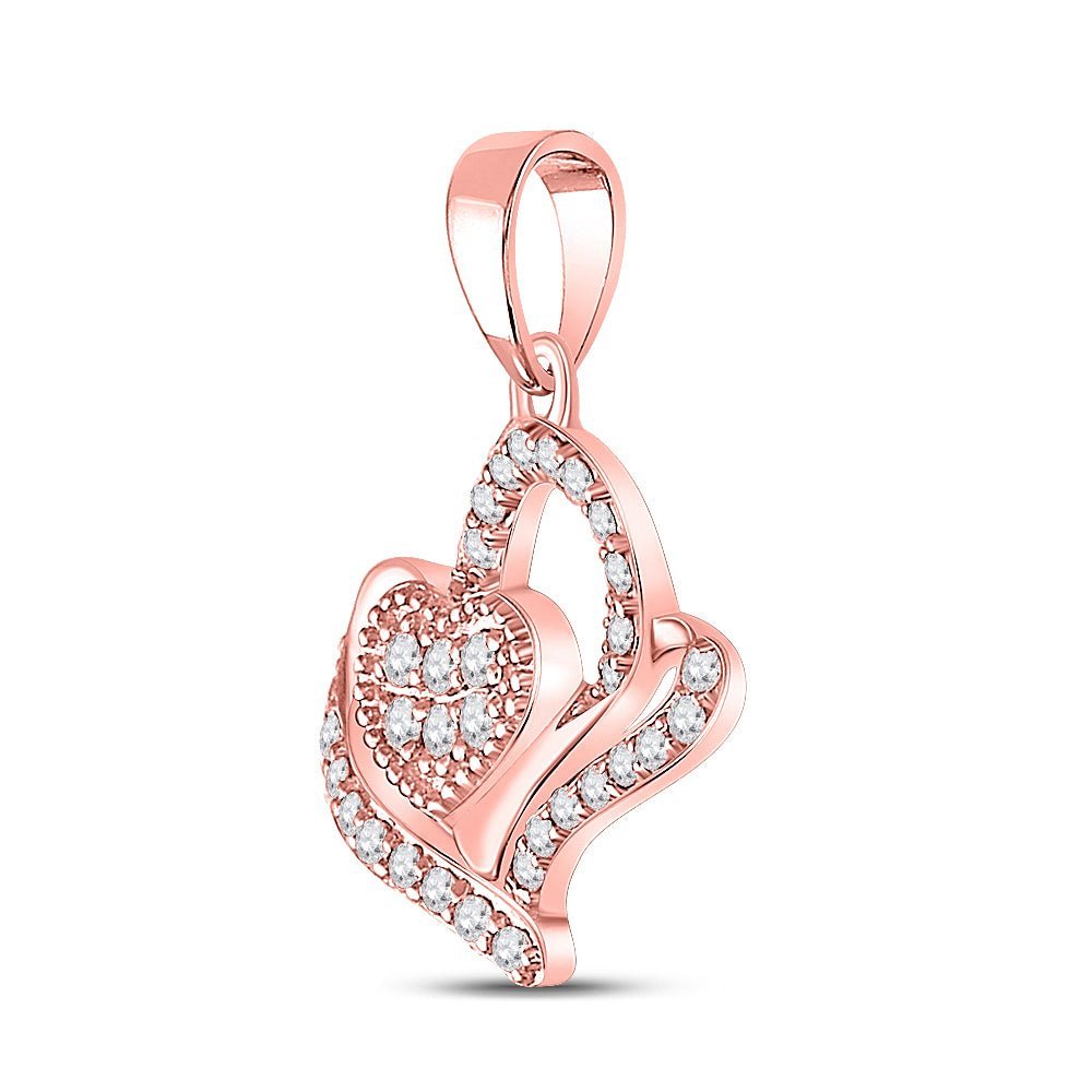 Radiant Love: 10kt Rose Gold Diamond Heart Pendant - Splendid Jewellery