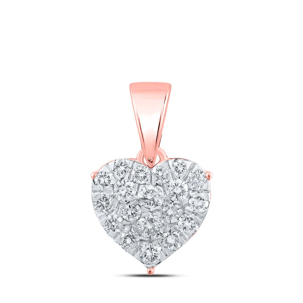 Radiant Love: 10kt Rose Gold Diamond Heart Pendant - Splendid Jewellery