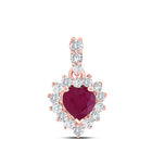 Radiant Love: 10kt Rose Gold Heart Ruby Diamond Pendant - Splendid Jewellery