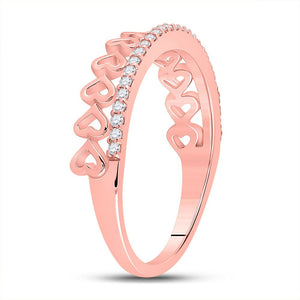 Radiant Love | 10kt Rose Gold Heart - Shaped Diamond Band Ring 1/6 Cttw - Splendid Jewellery