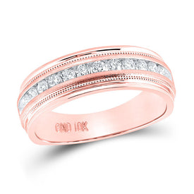 Radiant Love 10kt Rose Gold Mens Diamond Wedding Band Ring 1/2 Cttw - A Timeless Emblem of Devotion and Affection - Alternate view 1 from Splendid Jewellery