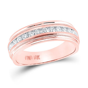 Radiant Love 10kt Rose Gold Mens Diamond Wedding Band Ring 1/2 Cttw - A Timeless Emblem of Devotion and Affection - Splendid Jewellery