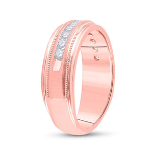 Radiant Love 10kt Rose Gold Mens Diamond Wedding Band Ring 1/2 Cttw - A Timeless Emblem of Devotion and Affection - Splendid Jewellery