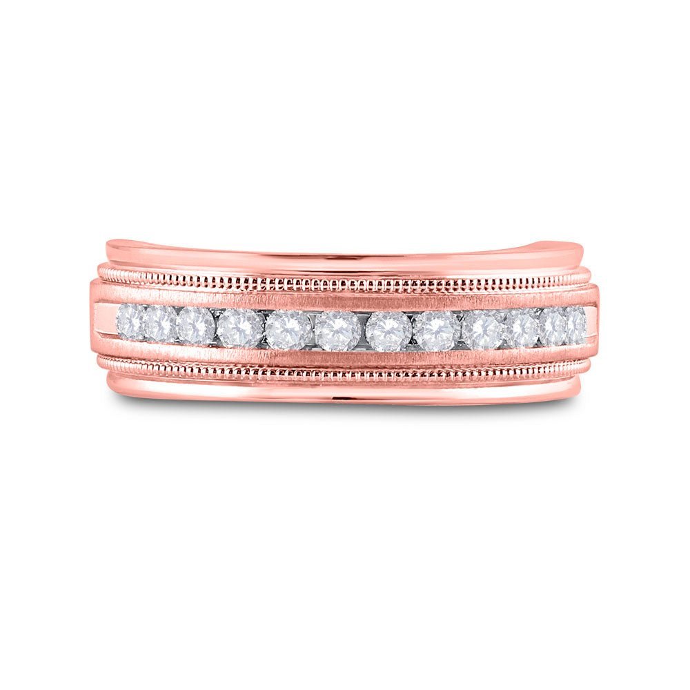 Radiant Love 10kt Rose Gold Mens Diamond Wedding Band Ring 1/2 Cttw - A Timeless Emblem of Devotion and Affection - Splendid Jewellery