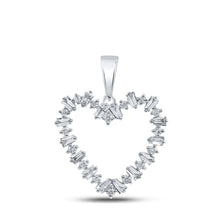 Load image into Gallery viewer, Radiant Love: 10kt White Gold Baguette Diamond Heart Pendant - Splendid Jewellery