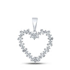 Radiant Love: 10kt White Gold Baguette Diamond Heart Pendant - Splendid Jewellery