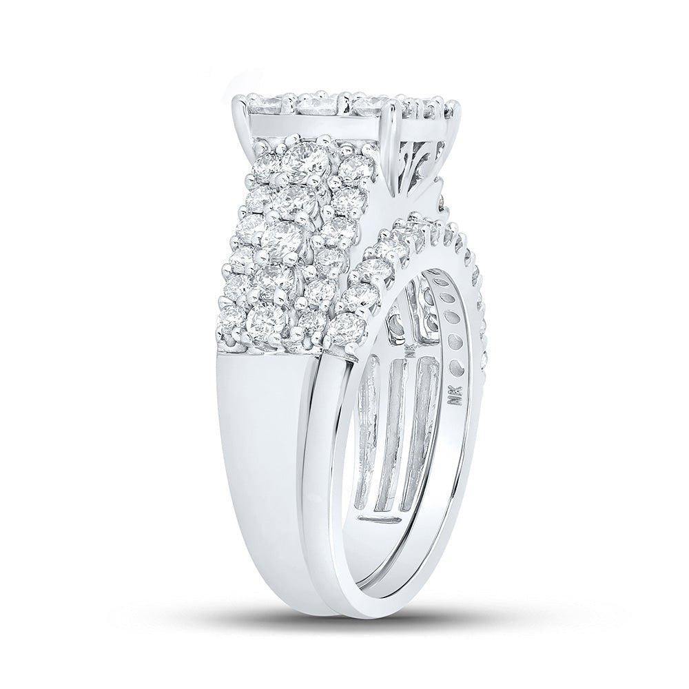 Radiant Love | 10kt White Gold Diamond Bridal Wedding Ring Band Set 2 Cttw | Splendid Jewellery - Splendid Jewellery