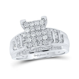 Radiant Love: 10kt White Gold Diamond Cluster Bridal Wedding Engagement Ring - Splendid Jewellery