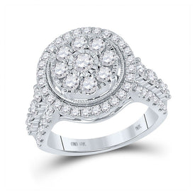 Radiant Love: 10kt White Gold Diamond Cluster Bridal Wedding Engagement Ring - Splendid Jewellery