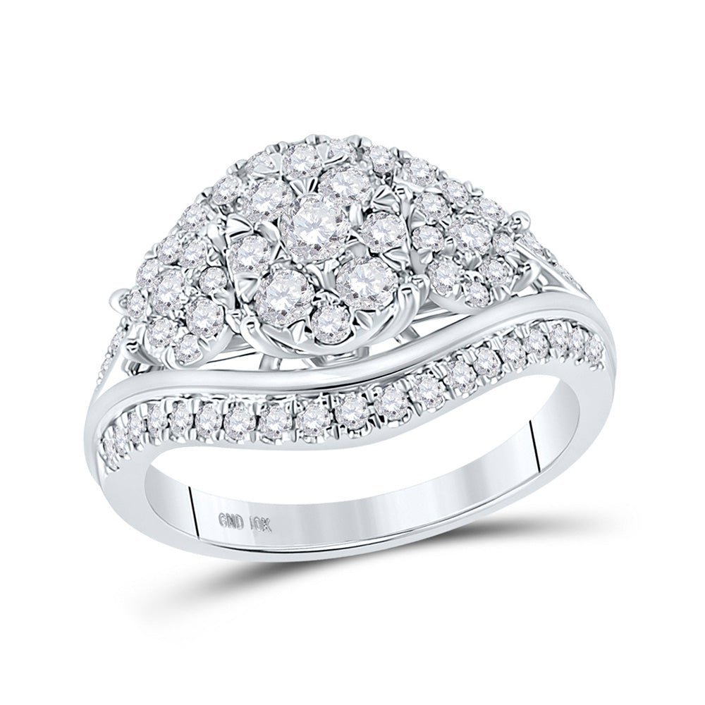 Radiant Love: 10kt White Gold Diamond Cluster Bridal Wedding Ring - Splendid Jewellery