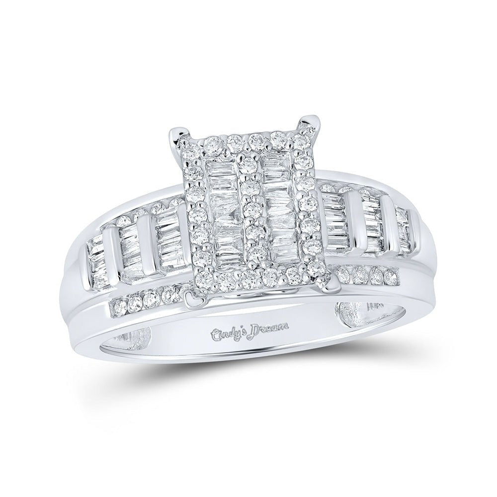 Radiant Love: 10kt White Gold Diamond Cluster Bridal Wedding Ring - Splendid Jewellery