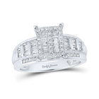 Radiant Love: 10kt White Gold Diamond Cluster Bridal Wedding Ring - Splendid Jewellery