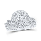 Radiant Love: 10kt White Gold Diamond Cluster Bridal Wedding Ring Band Set 1 - 1/2 Cttw by Splendid Jewellery - Splendid Jewellery