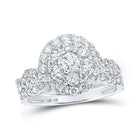 Radiant Love: 10kt White Gold Diamond Cluster Bridal Wedding Ring Band Set 1 - 1/2 Cttw by Splendid Jewellery - Splendid Jewellery