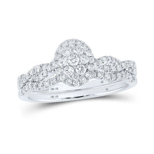 Load image into Gallery viewer, Radiant Love: 10kt White Gold Diamond Cluster Bridal Wedding Ring Set - Splendid Jewellery