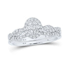 Radiant Love: 10kt White Gold Diamond Cluster Bridal Wedding Ring Set - Splendid Jewellery