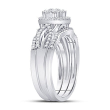Load image into Gallery viewer, Radiant Love: 10kt White Gold Diamond Cluster Wedding Ring Band Set 1/2 Cttw - Splendid Jewellery