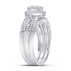 Radiant Love: 10kt White Gold Diamond Cluster Wedding Ring Band Set 1/2 Cttw - Splendid Jewellery