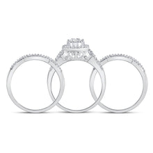 Load image into Gallery viewer, Radiant Love: 10kt White Gold Diamond Cluster Wedding Ring Band Set 1/2 Cttw - Splendid Jewellery