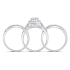 Radiant Love: 10kt White Gold Diamond Cluster Wedding Ring Band Set 1/2 Cttw - Splendid Jewellery