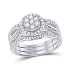 Radiant Love: 10kt White Gold Diamond Cluster Wedding Ring Band Set 1/2 Cttw - Splendid Jewellery