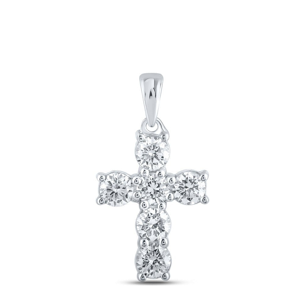 Radiant Love: 10kt White Gold Diamond Cross Pendant - Splendid Jewellery