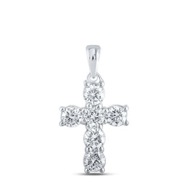 Radiant Love: 10kt White Gold Diamond Cross Pendant - Splendid Jewellery