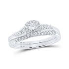 Radiant Love 10kt White Gold Diamond Halo Bridal Wedding Ring Band Set 1/3 Cttw | Splendid Jewellery - Splendid Jewellery