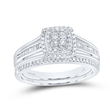 Load image into Gallery viewer, Radiant Love 10kt White Gold Diamond Halo Bridal Wedding Ring Band Set - Alternate view 1 from Splendid Jewellery