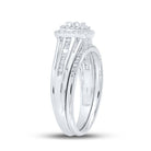 Radiant Love 10kt White Gold Diamond Halo Bridal Wedding Ring Band Set - Splendid Jewellery