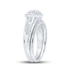 Load image into Gallery viewer, Radiant Love 10kt White Gold Diamond Halo Bridal Wedding Ring Band Set - Splendid Jewellery