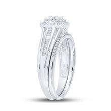 Load image into Gallery viewer, Radiant Love 10kt White Gold Diamond Halo Bridal Wedding Ring Band Set - Alternate view 3 from Splendid Jewellery