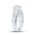 Radiant Love 10kt White Gold Diamond Halo Bridal Wedding Ring Band Set - Alternate view 3 from Splendid Jewellery