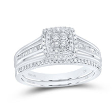 Load image into Gallery viewer, Radiant Love 10kt White Gold Diamond Halo Bridal Wedding Ring Band Set - Splendid Jewellery