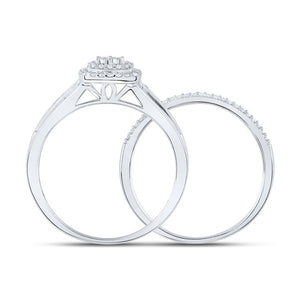 Radiant Love 10kt White Gold Diamond Halo Bridal Wedding Ring Band Set - Splendid Jewellery