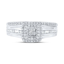 Load image into Gallery viewer, Radiant Love 10kt White Gold Diamond Halo Bridal Wedding Ring Band Set - Alternate view 4 from Splendid Jewellery