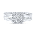 Radiant Love 10kt White Gold Diamond Halo Bridal Wedding Ring Band Set - Alternate view 4 from Splendid Jewellery