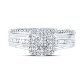 Radiant Love 10kt White Gold Diamond Halo Bridal Wedding Ring Band Set - Alternate view 4 from Splendid Jewellery
