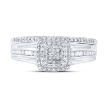 Load image into Gallery viewer, Radiant Love 10kt White Gold Diamond Halo Bridal Wedding Ring Band Set - Splendid Jewellery