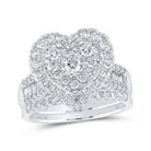 Radiant Love: 10kt White Gold Diamond Heart Bridal Wedding Ring Band Set - Splendid Jewellery