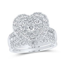 Load image into Gallery viewer, Radiant Love: 10kt White Gold Diamond Heart Bridal Wedding Ring Band Set - Splendid Jewellery