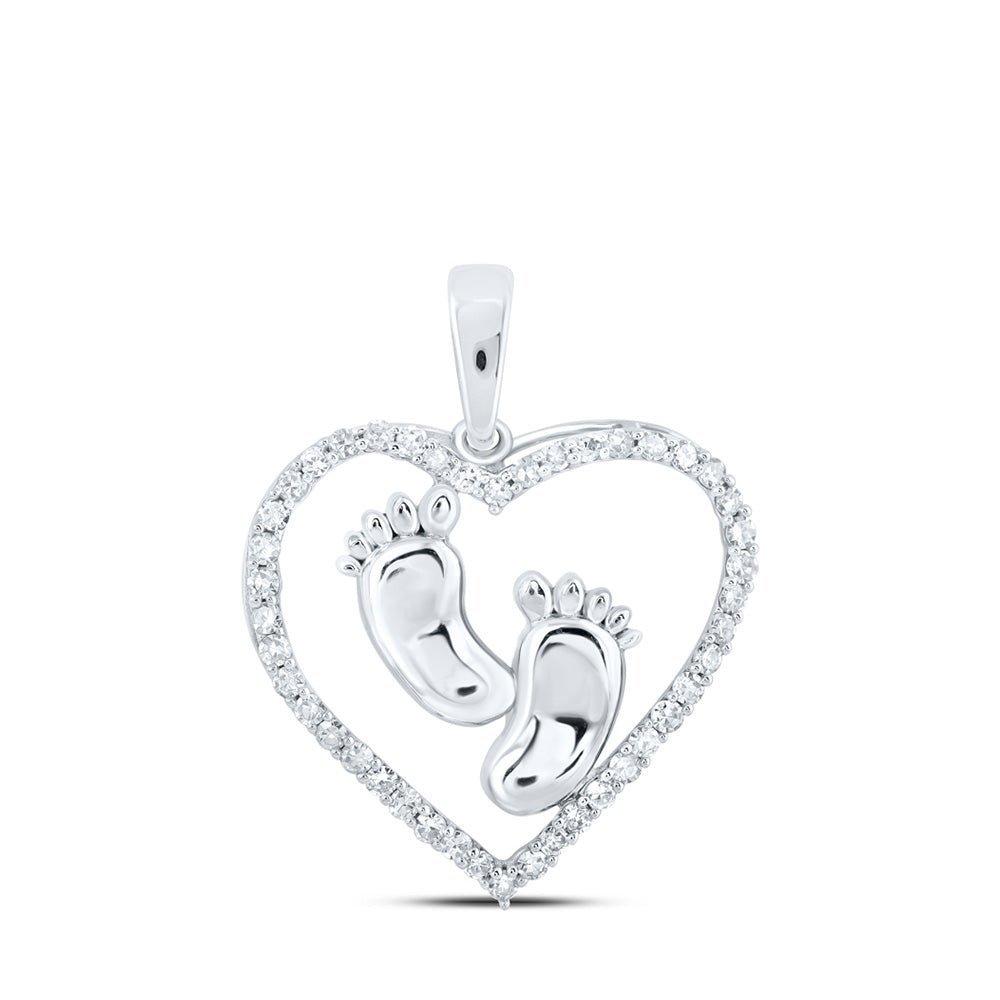 Radiant Love: 10kt White Gold Diamond Heart & Love Symbol Pendant - Splendid Jewellery