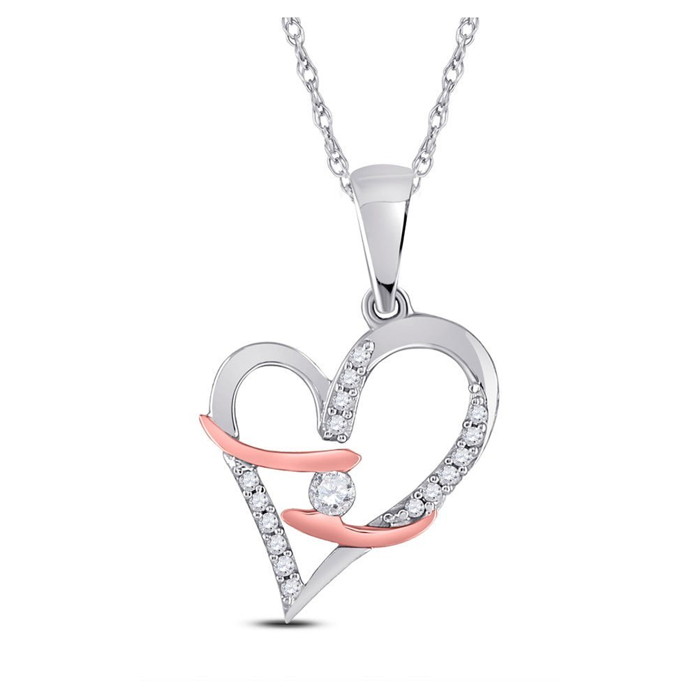 Radiant Love: 10kt White Gold Diamond Heart Pendant - Splendid Jewellery