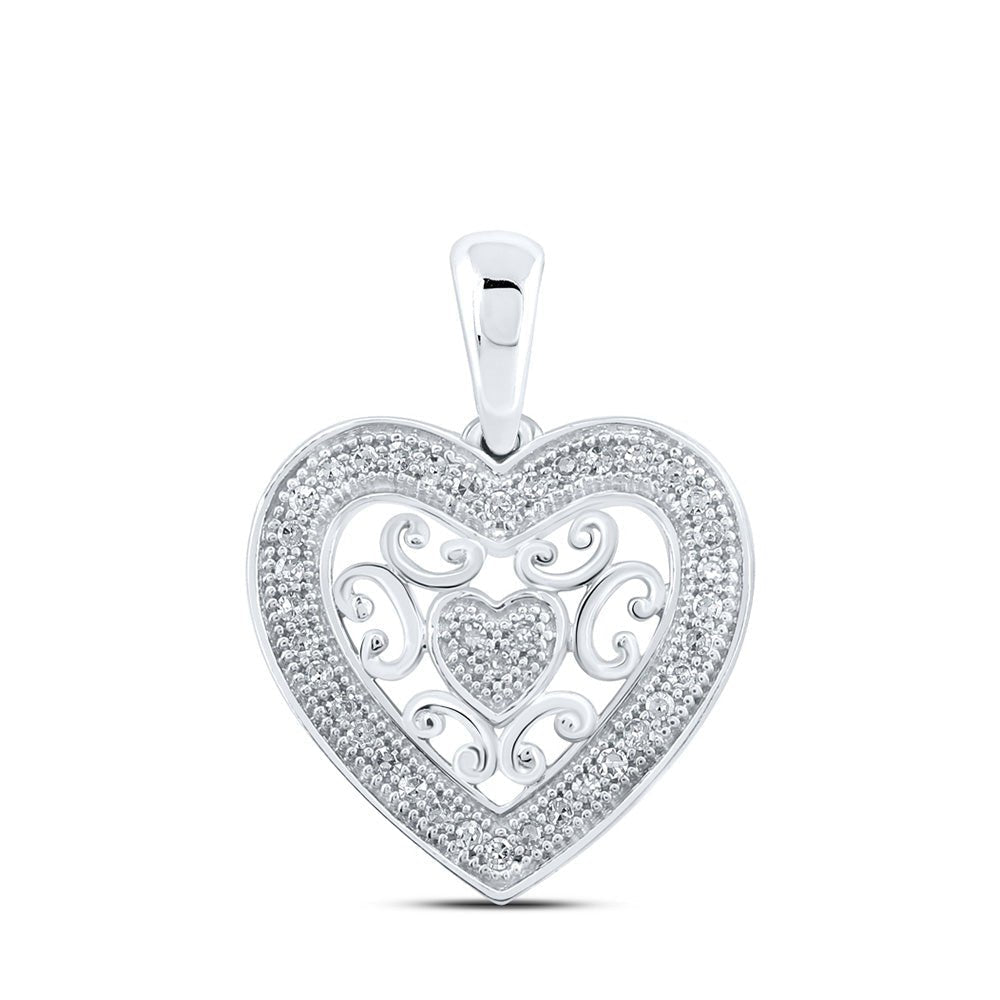 Radiant Love: 10kt White Gold Diamond Heart Pendant - Splendid Jewellery