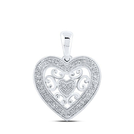 Radiant Love: 10kt White Gold Diamond Heart Pendant - Splendid Jewellery